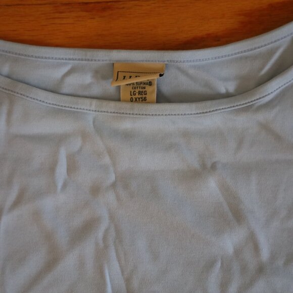 L.L. Bean Set of 2 Light Blue Womens Tops short sleeve and 3/4 sleeve size L - Picture 3 of 3